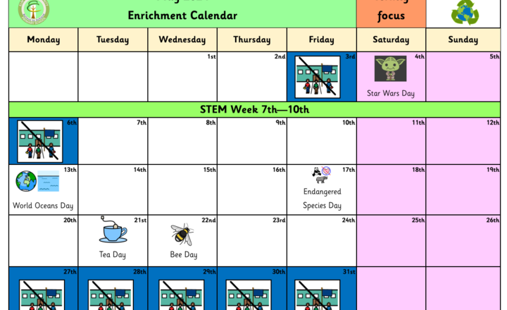 Image of Our Monthly Calendar